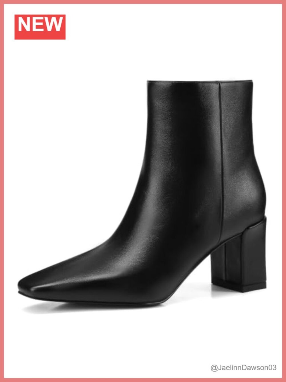 Women's Square Toe Ankle Boots Block Heel Zipper Faux Leather Booties